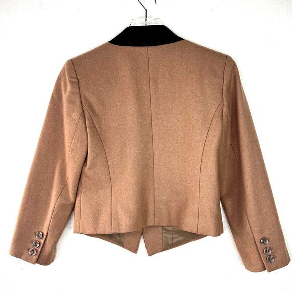 Trouve Blazer Jacket Single Button Cropped Wool Blend Tan Black Notched SMALL - Picture 6 of 8